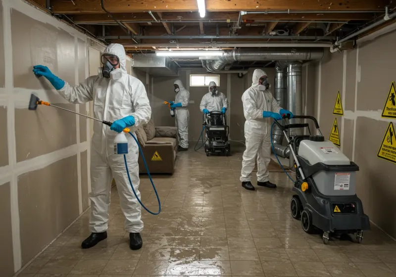Basement Moisture Removal and Structural Drying process in Duenweg, MO